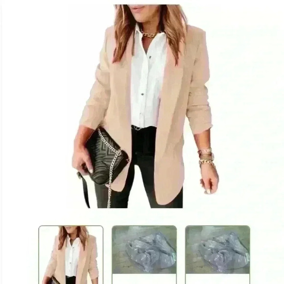 Langwyqu Womens CasualOpen Front Blazers-small - Picture 1 of 7